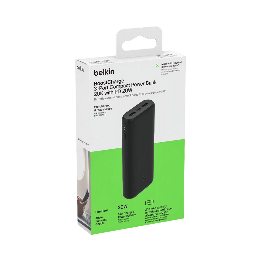 Belkin BoostCharge 3-Port 20,000mAh Power Bank with 20W PD — Being Shipped