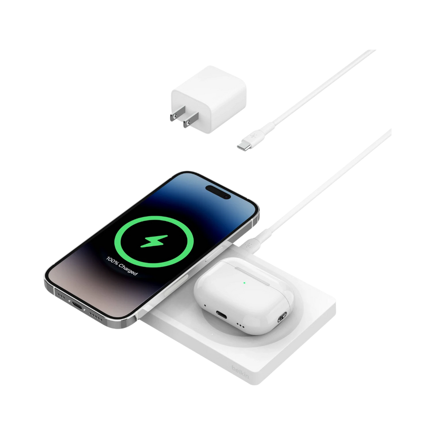 Belkin BoostCharge Pro 2-in-1 20W Wireless Charging Pad (White) — Being Shipped
