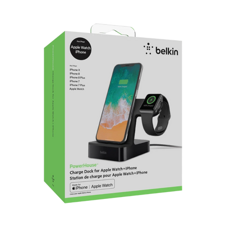 Belkin PowerHouse 2-in-1 Charging Dock for iPhone & Apple Watch (Black) — Being Shipped