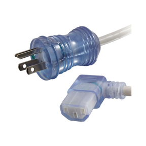 C2G 12 ft 16 AWG Hospital Grade Power Cord (NEMA 5-15P to IEC320C13R) - Gray with Clear Connectors — Being Shipped