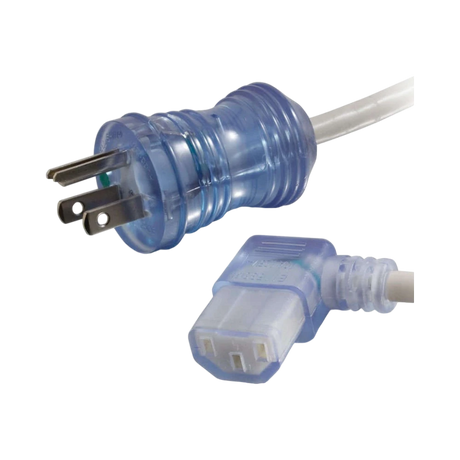C2G 12 ft 16 AWG Hospital Grade Power Cord (NEMA 5-15P to IEC320C13R) - Gray with Clear Connectors — Being Shipped