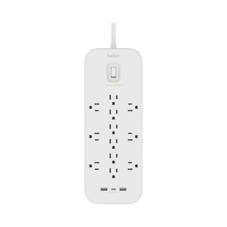 Belkin 12-Outlet Surge Protector with USB-C and USB-A Ports (White) — Being Shipped