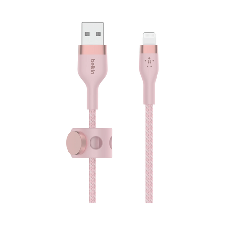 Belkin BoostCharge Pro Flex 6.6ft Lightning to USB-A Cable (Pink) — Being Shipped