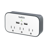 Belkin USB Wall Mount Surge Protector with Cradle 3 Outlets (White) — Being Shipped