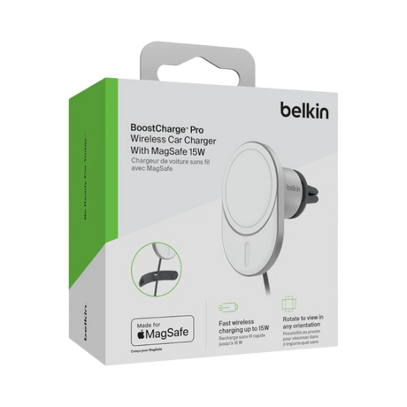 Belkin BoostCharge Pro Wireless MagSafe Car Charger Mount (Silver) — Being Shipped