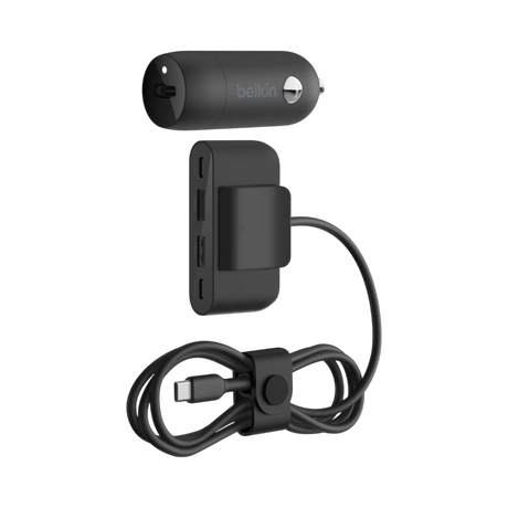 Belkin BoostCharge 30W USB-C Car Charger with 4-Port Extender (Black) — Being Shipped