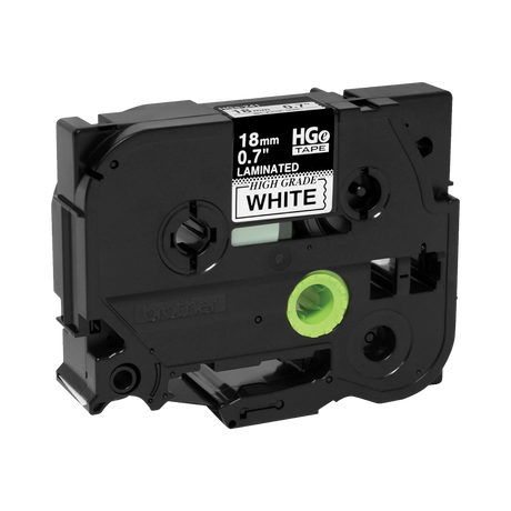 Brother 18mm Black on White Laminated Tape (5-Pack) — Being Shipped