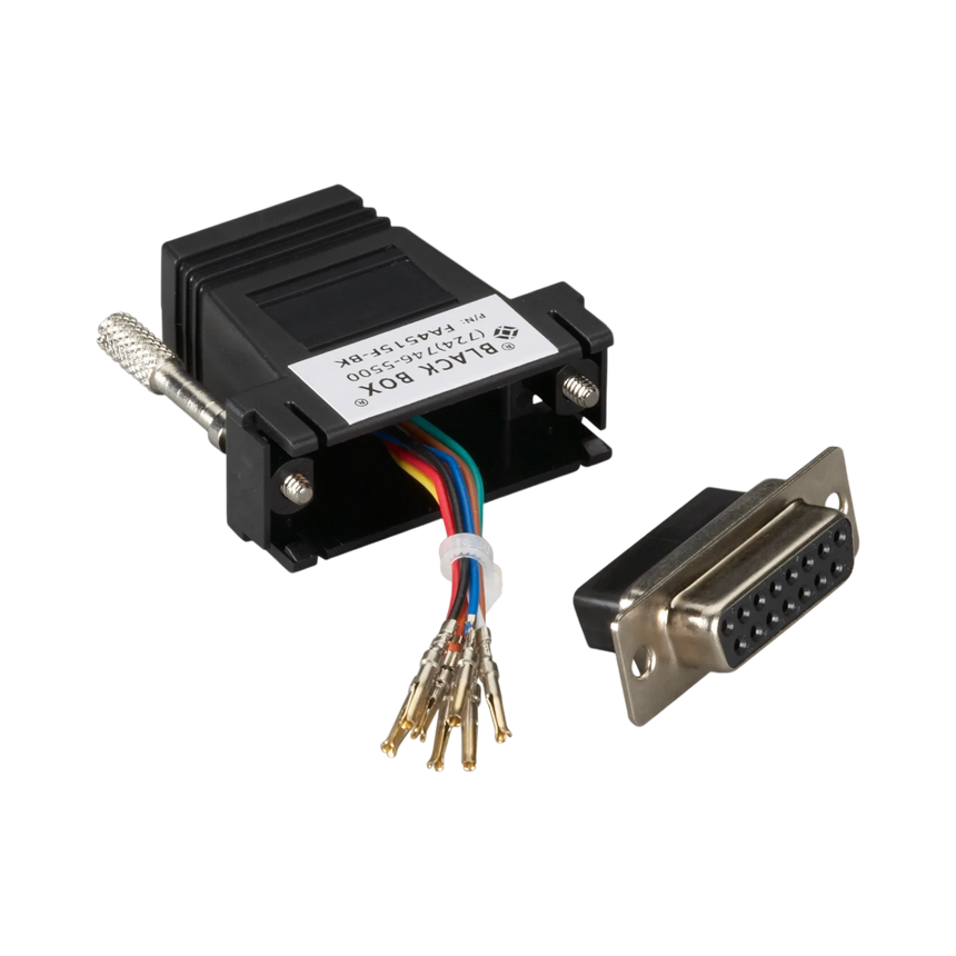 Black Box DB15 Female to RJ45 Female Modular Adapter Kit (Black) — Being Shipped