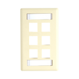 Black Box GigaStation2 Single-Gang 6-Port Keystone Wallplate (Ivory) — Being Shipped