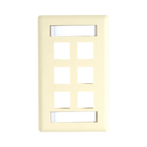 Black Box GigaStation2 Single-Gang 6-Port Keystone Wallplate (Ivory) — Being Shipped