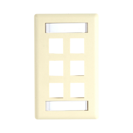 Black Box GigaStation2 Single-Gang 6-Port Keystone Wallplate (Ivory) — Being Shipped