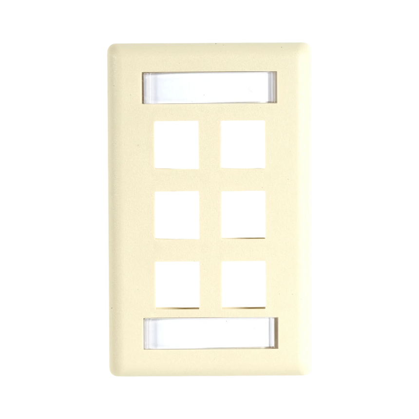 Black Box GigaStation2 Single-Gang 6-Port Keystone Wallplate (Ivory) — Being Shipped