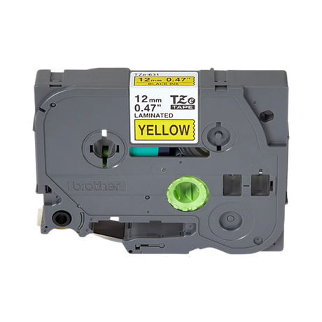 Brother TZ-631 1/2" Black on Yellow Labeling Tape — Being Shipped
