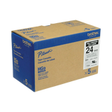 Brother 24mm Black on White Extra Strength Tape (5-Pack) — Being Shipped