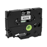 Brother 12mm Black on White Extra-Strength Laminated Tape (5-pack) — Being Shipped