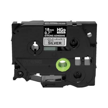 Brother 18mm Black on Matte Silver Tape with Extra Strength Adhesive — Being Shipped