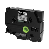 Brother 18mm Black on Matte Silver Tape with Extra Strength Adhesive — Being Shipped