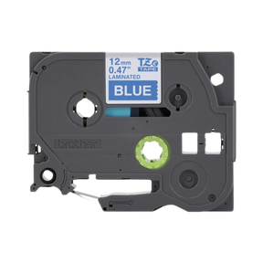 Brother 12mm Blue on White Laminated Label Tape for P-touch — Being Shipped