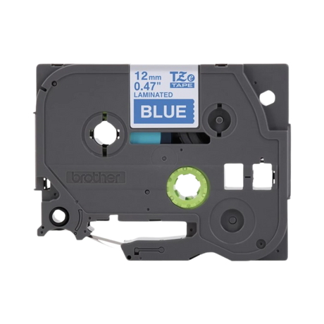 Brother 12mm Blue on White Laminated Label Tape for P-touch — Being Shipped