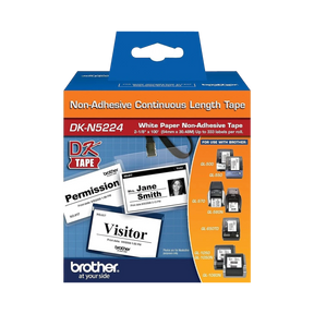 Brother 2.1 in x 100 ft (54 mm x 30.4 m) Black on White Non-Adhesive Continuous Length Paper Tape — Being Shipped
