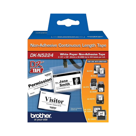 Brother 2.1" x 100' Black on White Non-Adhesive Paper Tape — Being Shipped