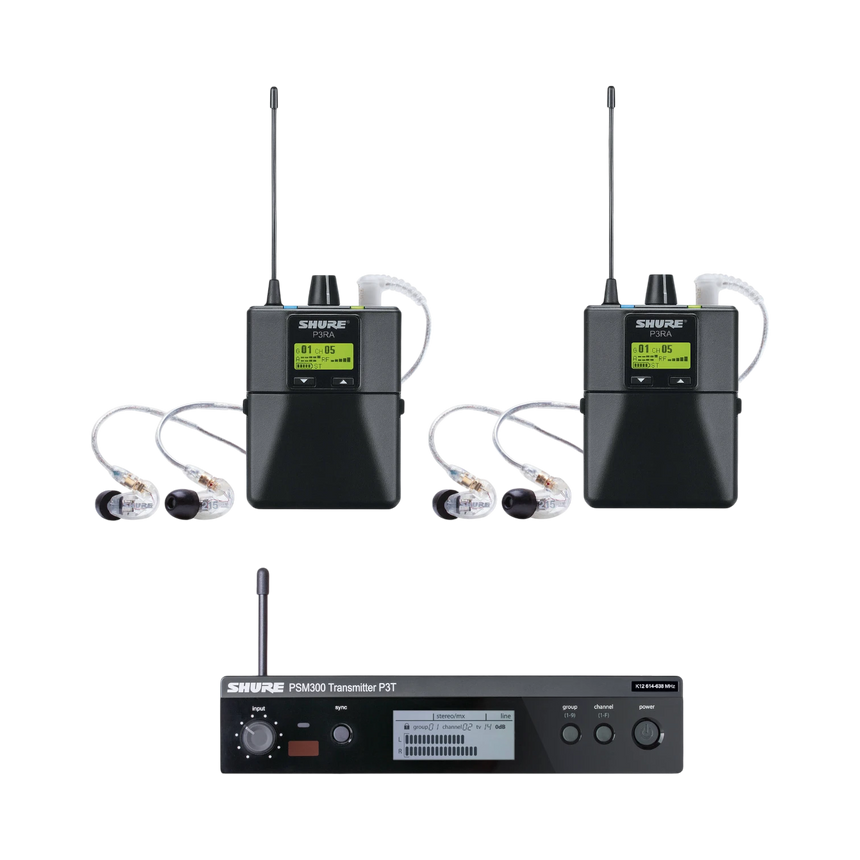 Shure PSM 300 Twin-Pack Pro Wireless In-Ear Monitor Kit (G20: 488 to 512 MHz) — Being Shipped