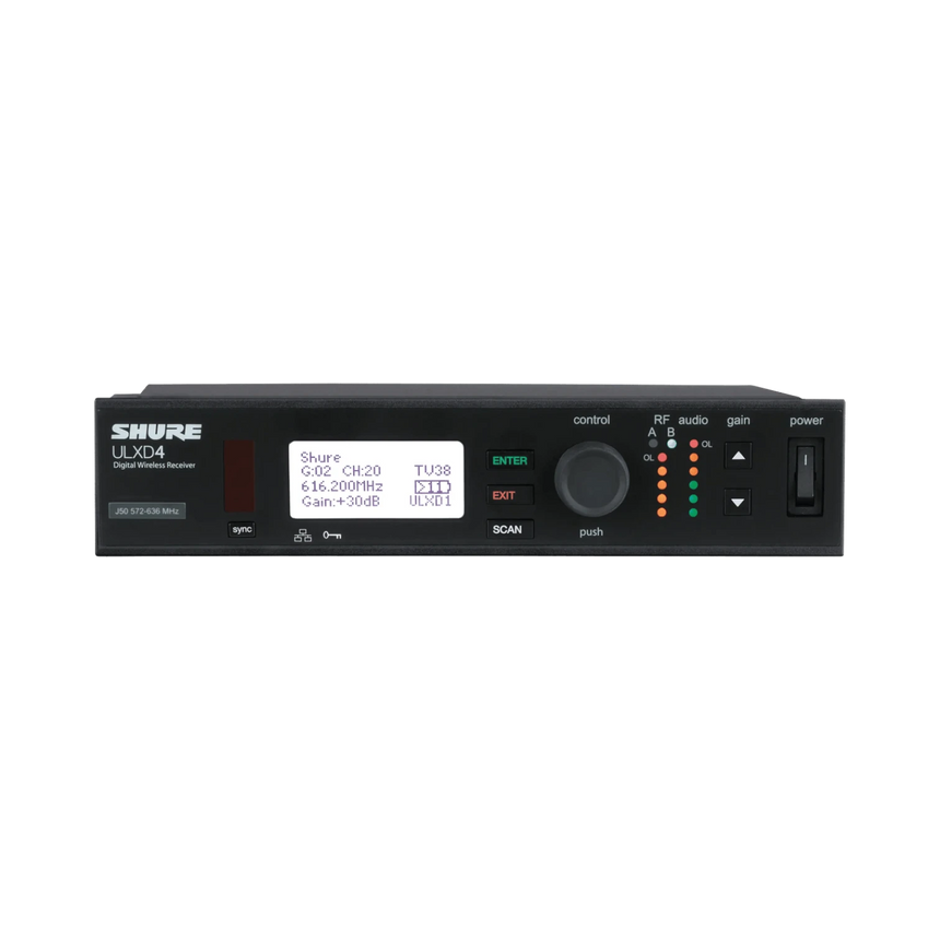 Shure ULXD4 Single-Channel Digital Wireless Receiver (J50A: 572 to 608 + 614 to 616 MHz) — Being Shipped
