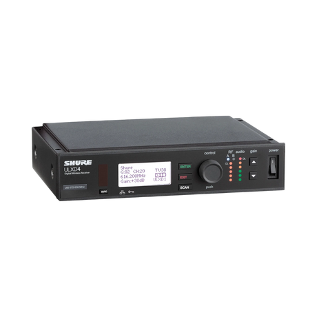Shure ULXD4 Single-Channel Digital Wireless Receiver (J50A: 572 to 608 + 614 to 616 MHz) — Being Shipped
