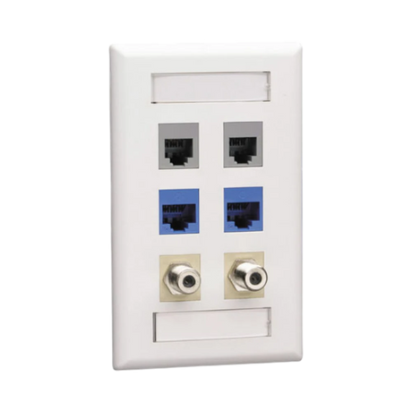 Black Box GigaStation2 6-Port Keystone Wallplate (White) — Being Shipped