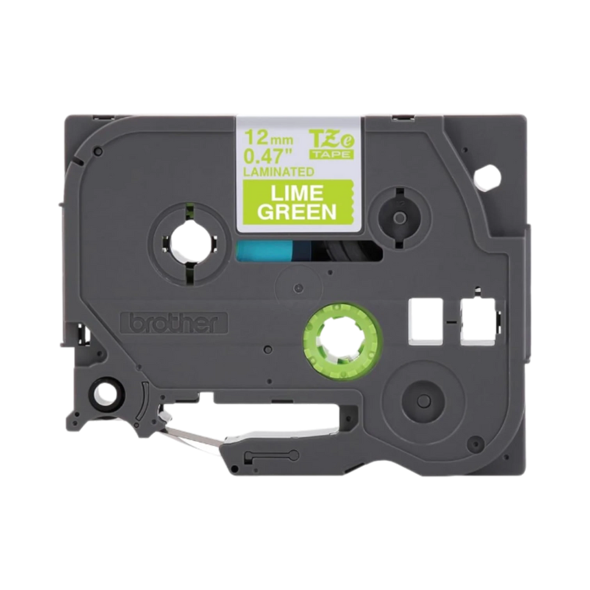 Brother 12mm White on Lime Green Laminated Tape — Being Shipped