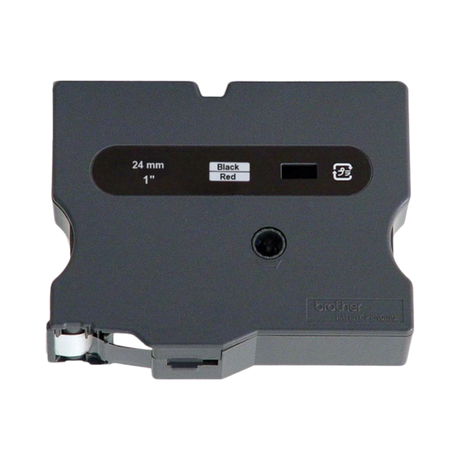 Brother 24mm TX4511 P-Touch Laminated Tape Black on Red — Being Shipped