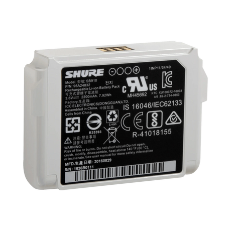 Shure SB910 Battery for ADX1 Transmitter & ADXR Receiver — Being Shipped