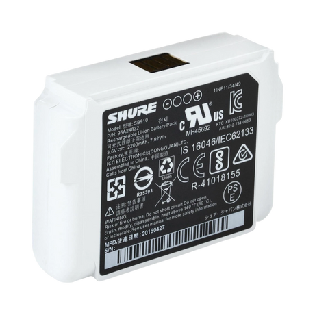 Shure SB910 Battery for ADX1 Transmitter & ADXR Receiver — Being Shipped