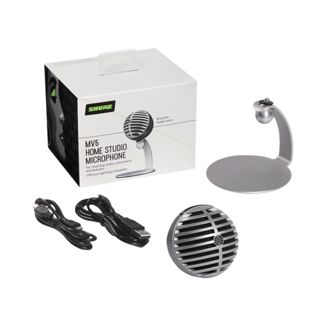 Shure MOTIV MV5 Cardioid USB/Lightning Microphone (Gray/Black Foam) — Being Shipped