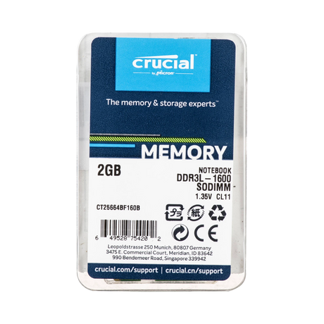 Crucial 2GB DDR3L 1600MHz SO-DIMM Laptop Memory Module — Being Shipped