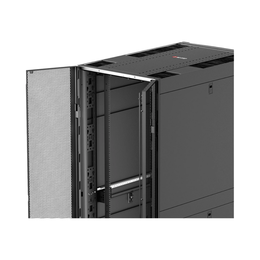 APC NetShelter SX, Networking Rack Enclosure, 42U, Black, 1991H x 750W x 1070D mm with Casters, Feet, Vertical Cable Managers, Side Panels — Being Shipped