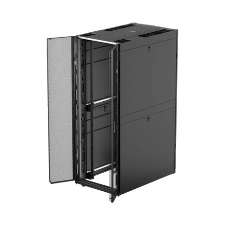 APC NetShelter SX, Networking Rack Enclosure, 42U, Black, 1991H x 750W x 1070D mm with Casters, Feet, Vertical Cable Managers, Side Panels — Being Shipped