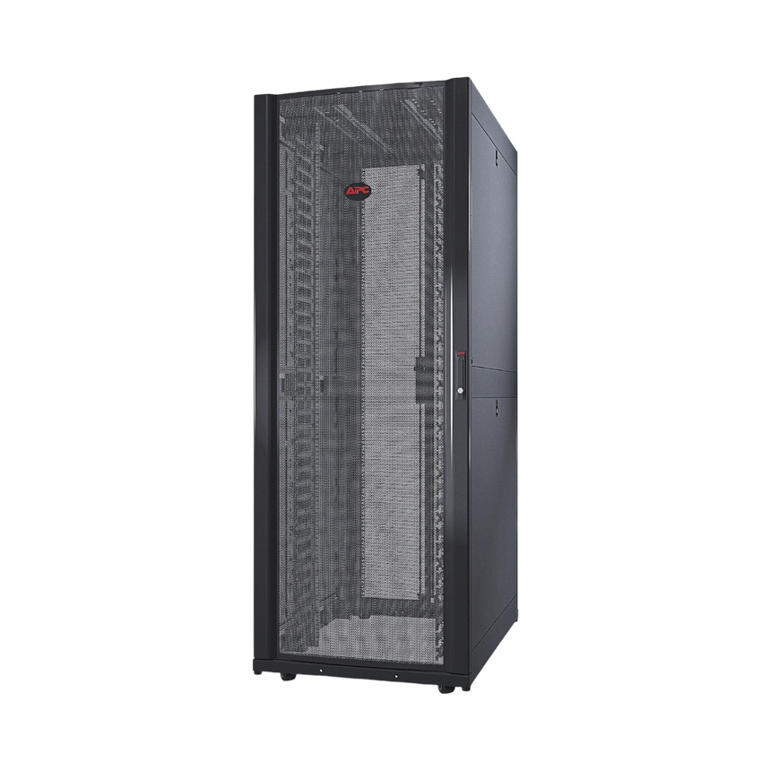 APC NetShelter SX, Networking Rack Enclosure, 42U, Black, 1991H x 750W x 1070D mm with Casters, Feet, Vertical Cable Managers, Side Panels — Being Shipped