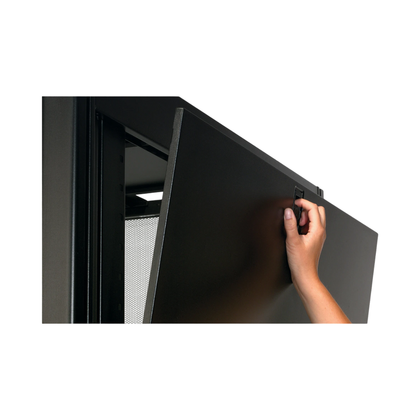 APC NetShelter SX, Networking Rack Enclosure, 42U, Black, 1991H x 750W x 1070D mm with Casters, Feet, Vertical Cable Managers, Side Panels — Being Shipped