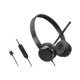 Lenovo USB-A Wired Stereo On-Ear Headset (Black) — Being Shipped