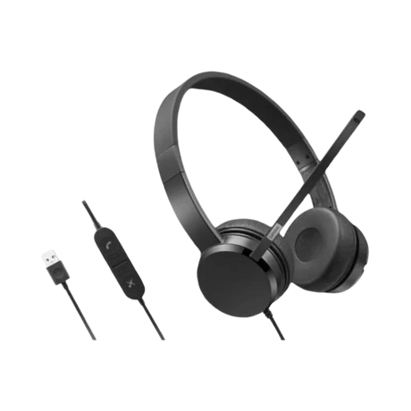 Lenovo USB-A Wired Stereo On-Ear Headset (Black) — Being Shipped