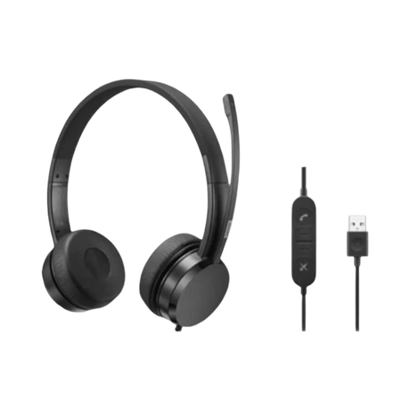 Lenovo USB-A Wired Stereo On-Ear Headset (Black) — Being Shipped