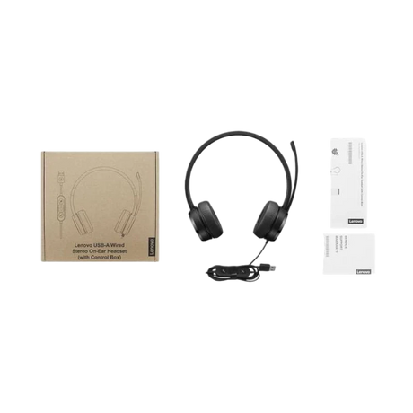 Lenovo USB-A Wired Stereo On-Ear Headset (Black) — Being Shipped