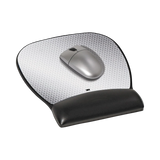 3M MW310LE Leatherette Large Gel Mouse Pad Wrist Rest (Black & Silver) — Being Shipped