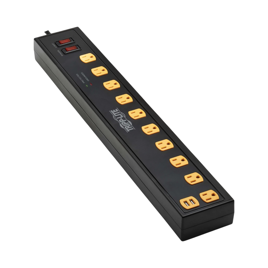 Tripp Lite 10ft Cord 10-Outlets Surge Protector with USB & Swivel Lights — Being Shipped