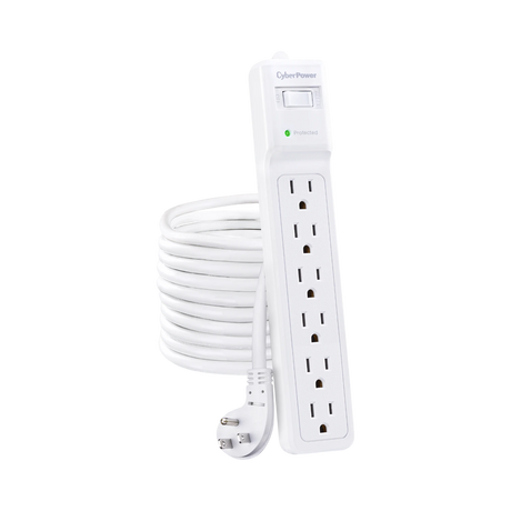 CyberPower B625 Essential 6-Outlet Surge Protector (White) — Being Shipped