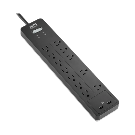 APC 12-Outlet Surge Protector with USB Charging (Black) — Being Shipped