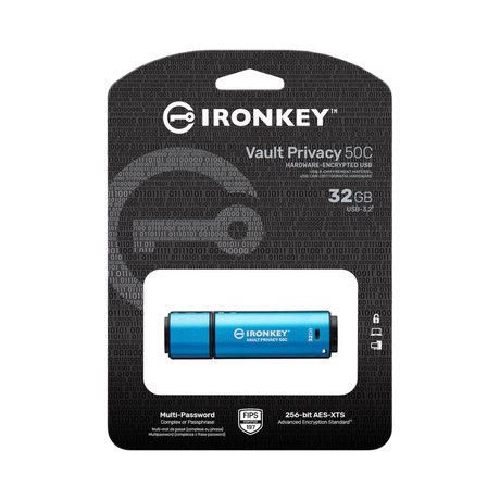 Kingston IronKey Vault Privacy 50 Series USB-C 32GB Flash Drive (Blue) — Being Shipped