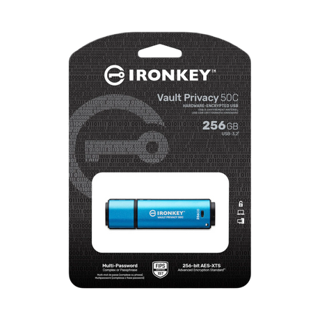 Kingston IronKey Vault Privacy 50 Series USB-C 256GB Flash Drive (Blue) — Being Shipped