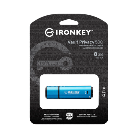 Kingston IronKey Vault Privacy 50 Series USB-C 8GB Flash Drive (Blue) — Being Shipped